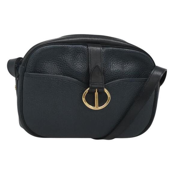 DIOR Shoulder Bag Leather Navy Gold - Picture 1 of 16